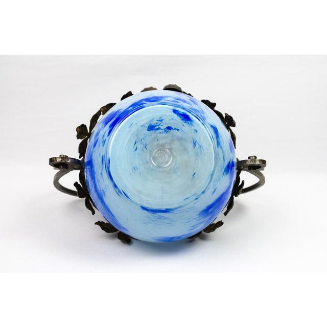 Art Nouveau Vase in Blown Blue Marbled Glass by André Delatte, 1925 For Sale - Image 10 of 14