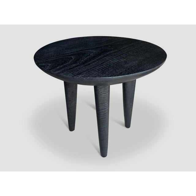 Black Andrianna Shamaris Minimalist Charred Round Side Table For Sale - Image 8 of 18