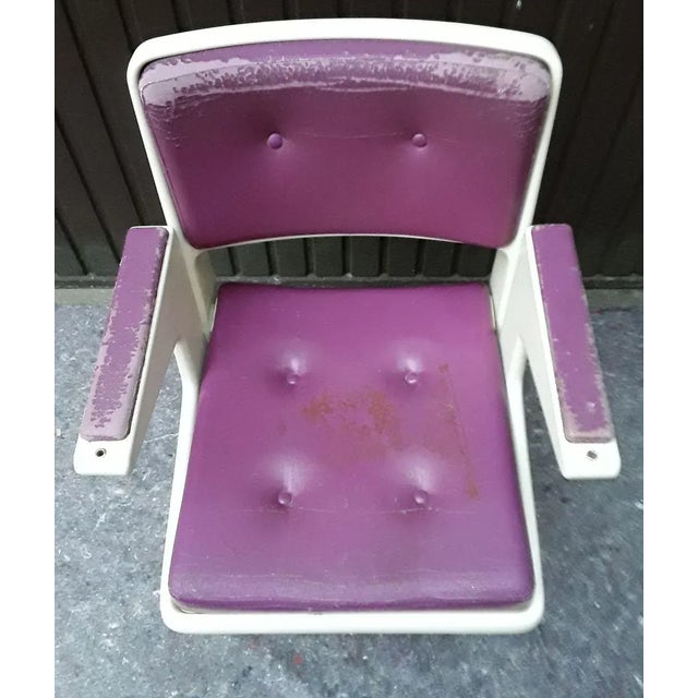 Desk Chair with Purple & White Plastic on Tulip Base, 1970s For Sale - Image 3 of 14