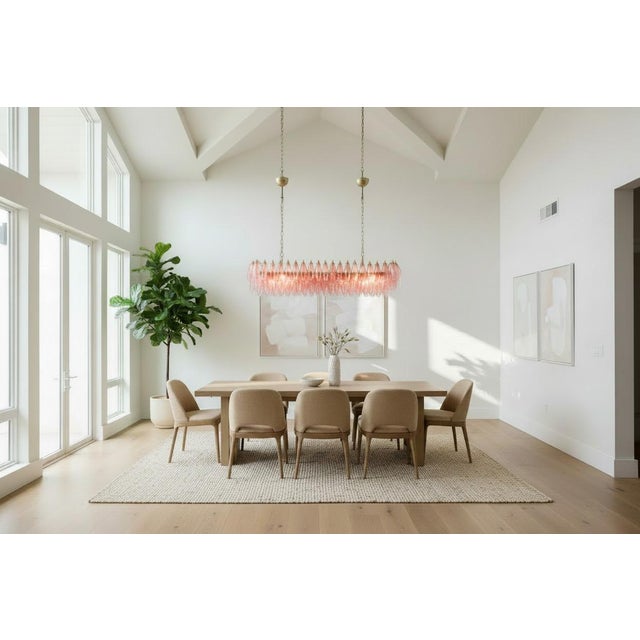 Mid-Century Modern Murano Poliedri Chandelier " Carlo Scarpa" 138 Pink Alabaster Glasses For Sale In Los Angeles - Image 6 of 6