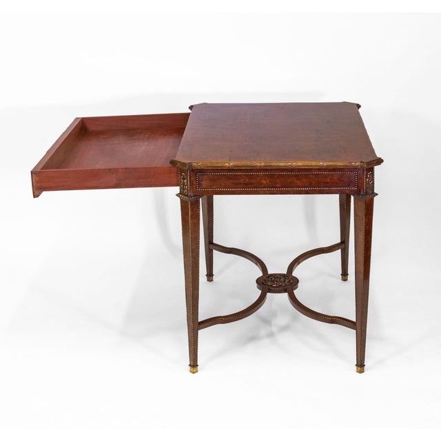 Late 19th Century Louis XVI Plum Pudding & Gilt Centre Side Table For Sale - Image 4 of 16