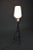 Mid-Century Black Painted Iron Floor Lamp with Milk Glass Shade, 1955 For Sale - Image 10 of 11
