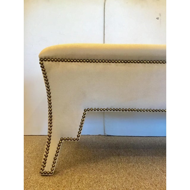 Modern Modern Light Gray Velvet Alexis Ottoman For Sale - Image 3 of 5