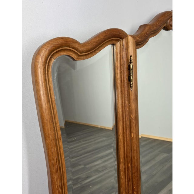 Vintage French Mirror in Oak For Sale - Image 3 of 8