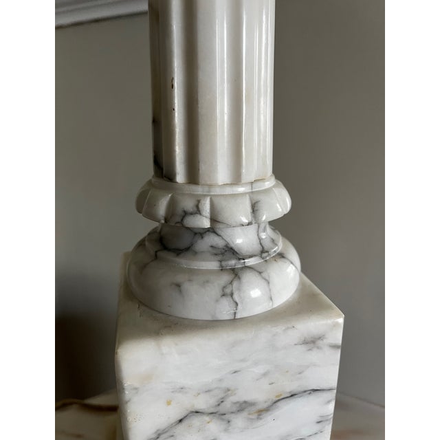 Stone Black and White Marble Neoclassical Column Lamp For Sale - Image 7 of 8
