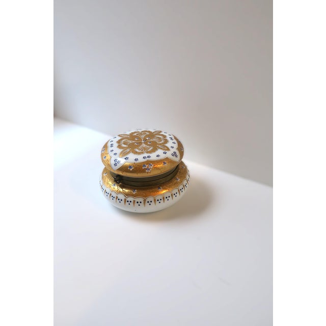 Antique Vanity Jewelry Box Bohemian Gold White Opaline Glass, Ca. Late 19th C For Sale - Image 4 of 15