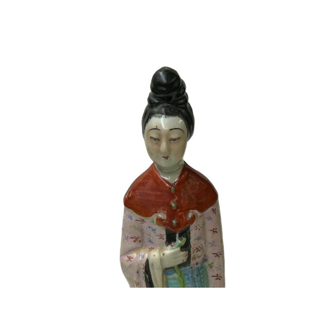 Ceramic Vintage Oriental Ancient Style Dressing Ceramic Lady Art Figurine Ws4416 For Sale - Image 7 of 10