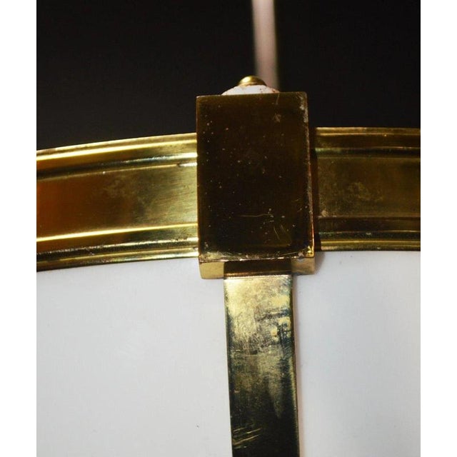 Large Mid-Century Four-Light Opaline and Polished Brass Bowl Chandelier, 1960s For Sale - Image 12 of 17