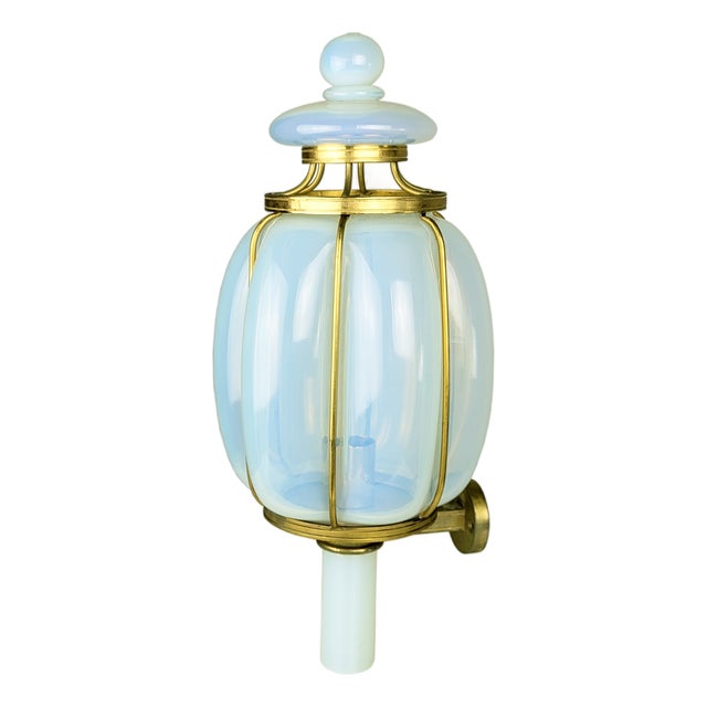 Large Gilted Metal and Iridescent Murano Glass Sconce, 1940s For Sale
