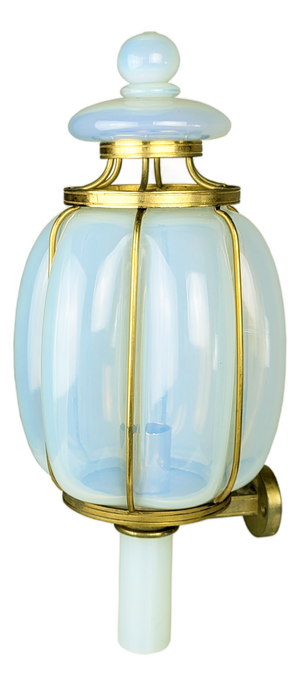 Large Gilted Metal and Iridescent Murano Glass Sconce, 1940s