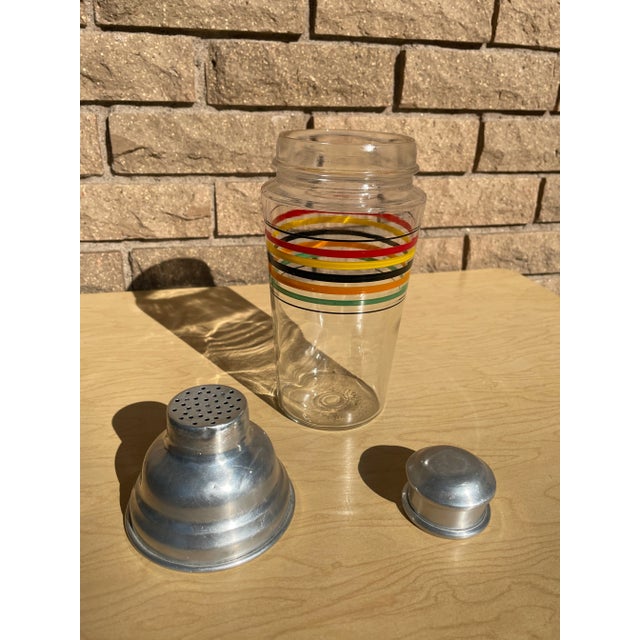 1950s Mid-Century Modern Retro Stripped Cocktail Shaker Set- 6 Pieces For Sale - Image 4 of 10