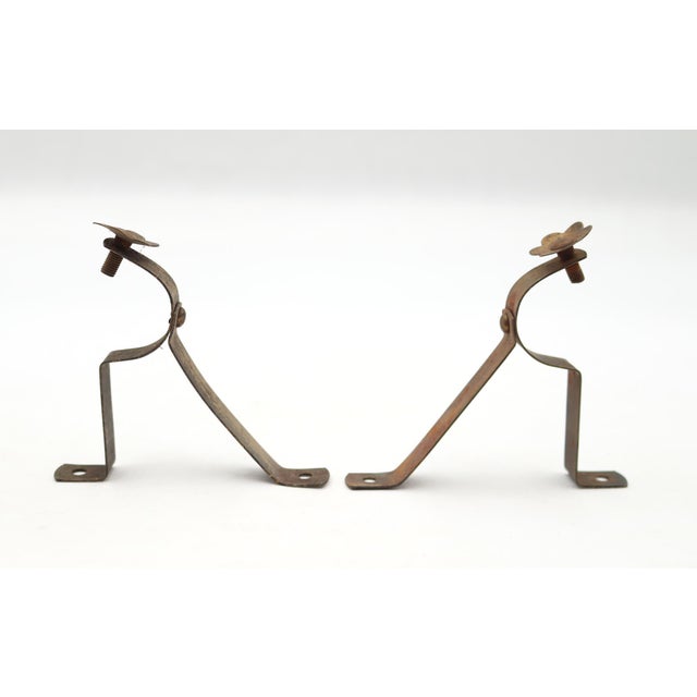 Pair of Vintage Floral Steel Curtain Rod Brackets For Sale - Image 4 of 5
