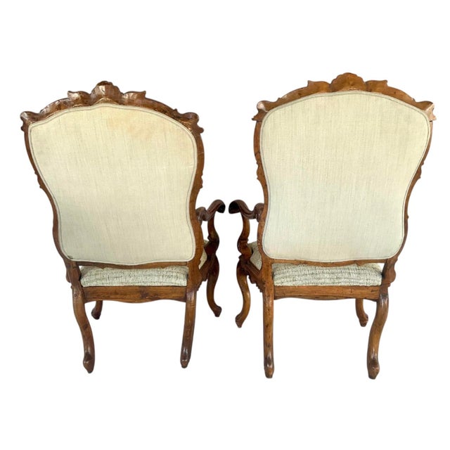 Mid-18th Century Venetian Rococo Armchairs, Carved Walnut, Italy For Sale - Image 11 of 12