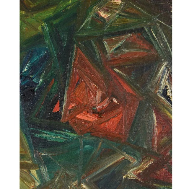 1950s M Gargiulo 1959 Geometric Abstract Oil Painting in Ornate Vintage Gold Frame For Sale - Image 5 of 11