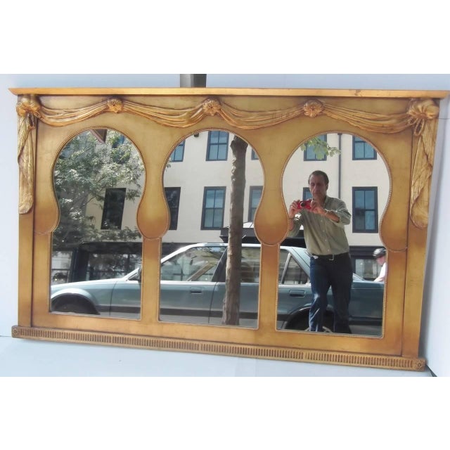 Wood Midcentury Italian Triple Landscape Mirror For Sale - Image 7 of 11