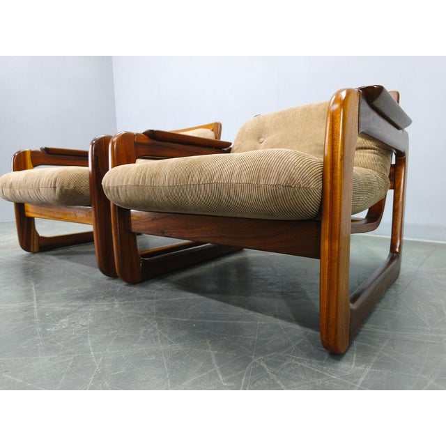 Scandinavian Lounge Chairs in Wood and Corduroy Upholstery, 1970s, Set of 2 For Sale - Image 11 of 15