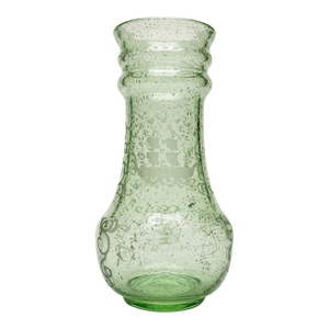 Verrerie De Biot Vintage Hand-Blown Biot France Seeded Bubble Glass Vase With Etched Ship