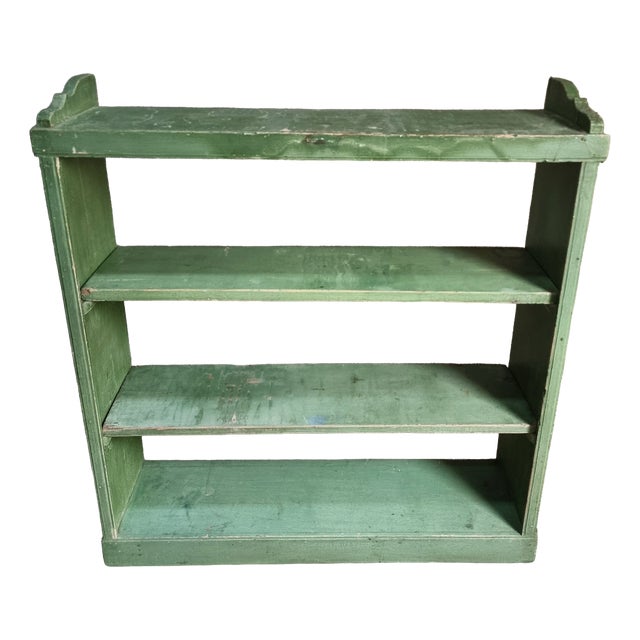 Vintage Pine Open Shelving Unit in Sage Green Paint, 1900 For Sale