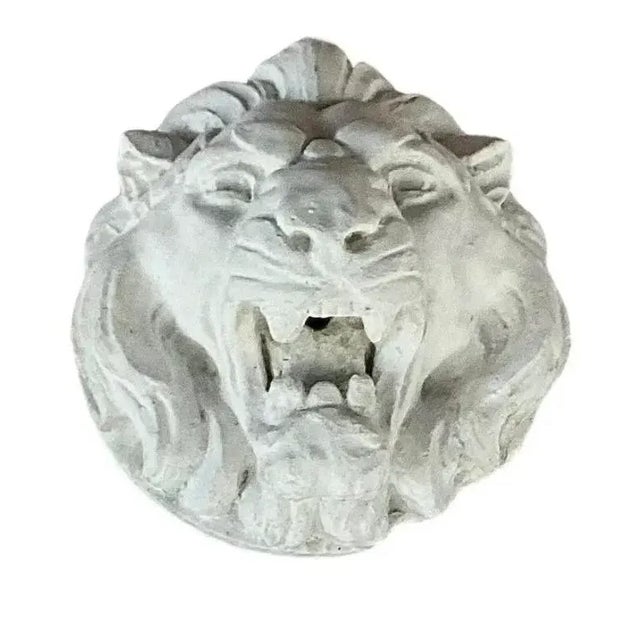 French Lion Mask Fountain Head Sculpture, Mounted on Iron Stand. Lion head has great attention to detail featuring a nice...