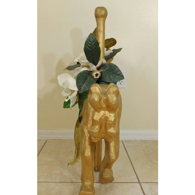 Paper X-Large Vintage Gold Hand Painted & Decorated Paper Mache Carousel Horse For Sale - Image 7 of 9