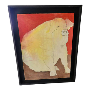 Fabulous Superior Pig by Roberta Dyer Fine Art Water Media Painting