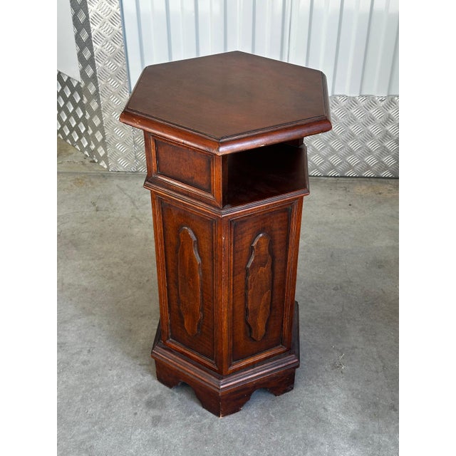 20th Century Hexagonal Side Table in Mahogany Wood, 1950s For Sale - Image 9 of 18