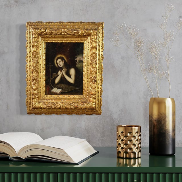 Venetian School Artist, Penitent Magdalene, 1640, Oil on Copper For Sale - Image 14 of 15