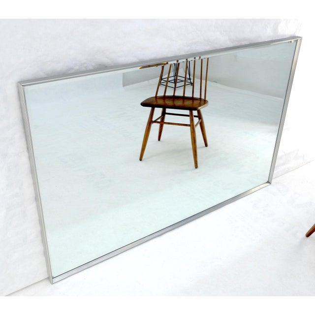c1960s Large 37x61 Rectangle Solid Aluminum Frame Mid Century Modern Wall Mirror For Sale - Image 9 of 14