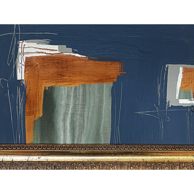 2020s “River Moss" Abstract Art in Gold Antique 1800's Frame, Transitional Living Room Art by JTS For Sale - Image 5 of 10