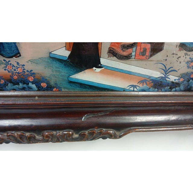 Glass Late 19th Century Chinese Export, Reverse Painting on Glass, Qing Dynasty For Sale - Image 7 of 8