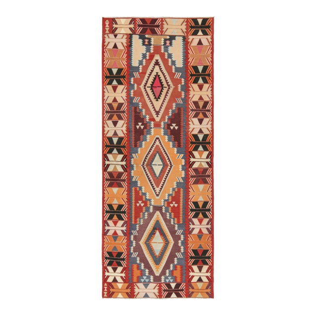 Gold 1950s Vintage Persian Kilim With Polychromatic Geometric Patterns by Rug & Kilim For Sale - Image 8 of 8