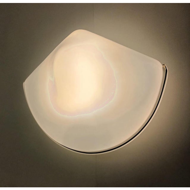 White 1960s Milky White Triangular Murano Sconces, a Pair For Sale - Image 8 of 10