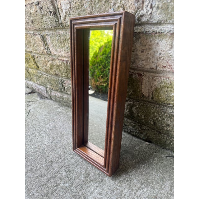 Small Vintage Wooden Wall Mirror For Sale - Image 4 of 12