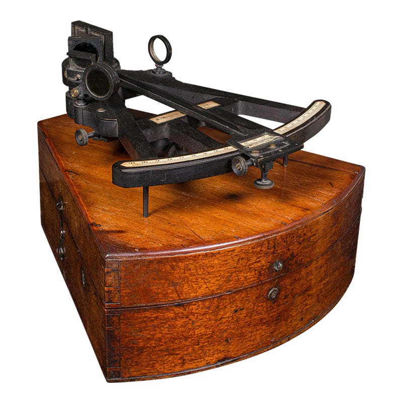 Antique Cased Octant, Scottish, Ebony, Navigation Instrument, Sextant, Victorian