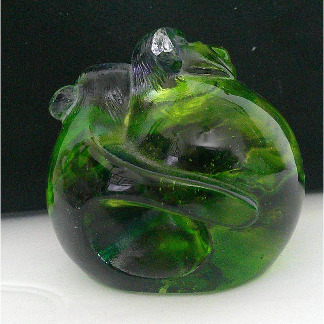 Late 20th Century Liuli Gongfang Signed LTD Ed Art Glass Sculpture Green Pâte-De-Verre Crystal #92/3330 For Sale - Image 5 of 8