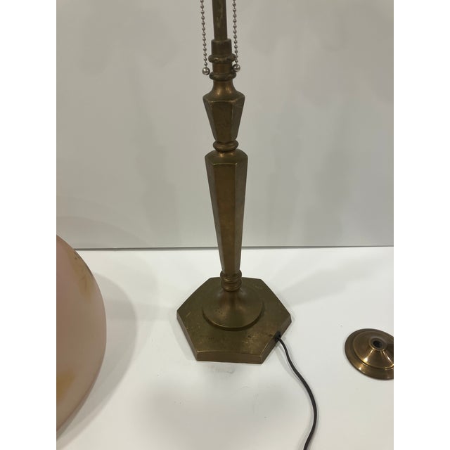 Antique Reverse Painted Glass Lamp For Sale - Image 11 of 13