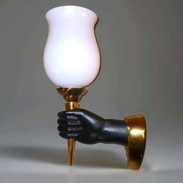 1950 French Regency Gilt and Patinated Bronze Hand Torch Wall Sconce by Andre Arbus For Sale - Image 12 of 12