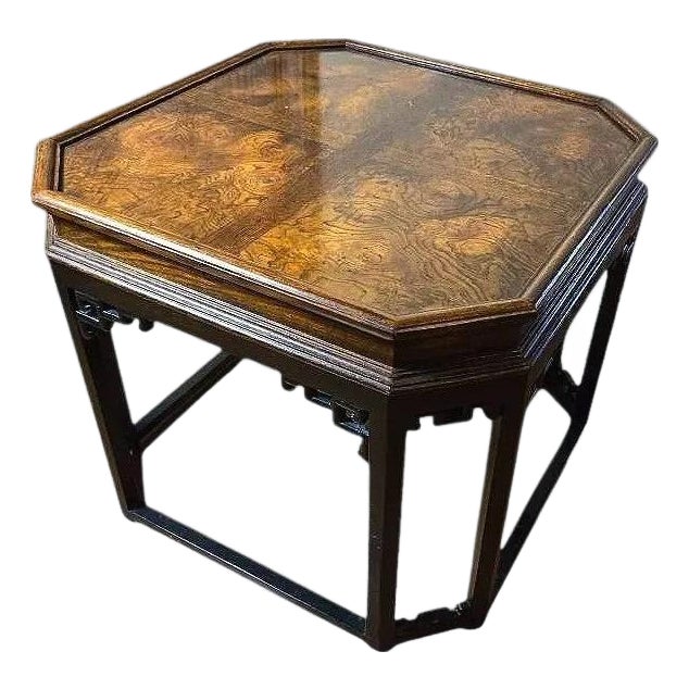 1960s Michael Taylor for Baker Far East Octagonal Burlwood Side Table For Sale