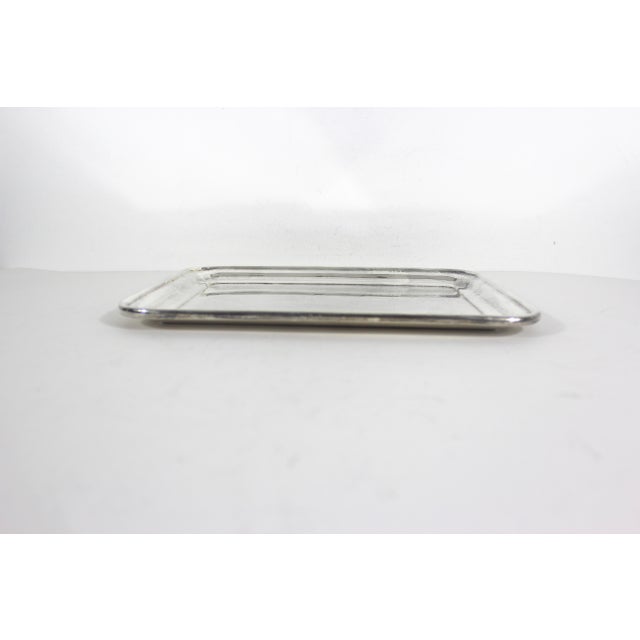 Vintage Mid Century Small Silver Plated Tray Heavy Seamless Edge Serving Drinks Dish For Sale - Image 4 of 10
