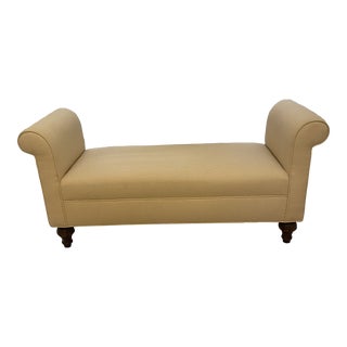 Traditional Beige Upholstered Bench For Sale