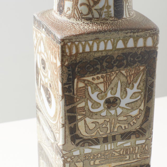 Rectangular Vase by Nils Thorsson Denmark, c1960s A rectangular earthenware Baca vase by Nils Thorsson by for Royal...