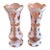 Pair of Antique Bohemian Cased Art Glass Vases White and Blush Pink Enamel Floral - 2 Pieces For Sale