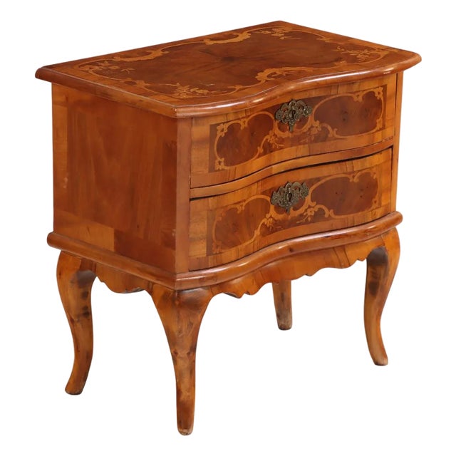 1900-1909 Louis XV Style Marquetry Mahogany Two Drawer Chest For Sale