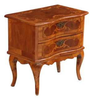 1900-1909 Louis XV Style Marquetry Mahogany Two Drawer Chest