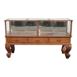 Large Vintage Country Mercantile Store Display Case Floor Cabinet W Mirror Doors For Sale