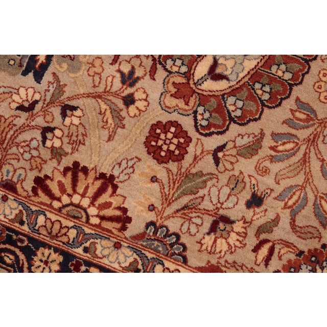 1990s Shabby Chic 1990's Pak-Persian Taupe/Blue Wool Rug - 6'2'' X 9'3'' For Sale - Image 5 of 9