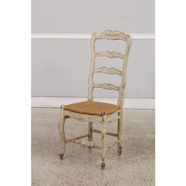 1990s Set of 4 Habersham Rush Seat Country French Ladderback Dining Chairs For Sale - Image 5 of 18