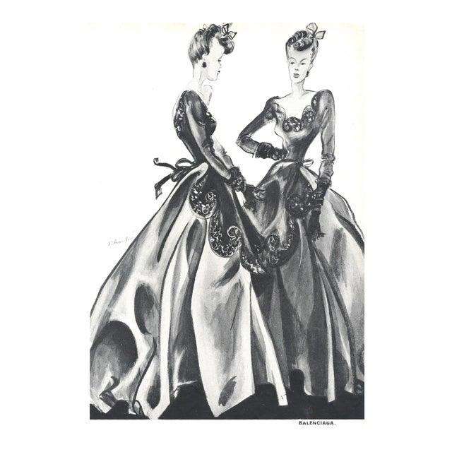 1939 French Fashion Print-Balenciaga For Sale