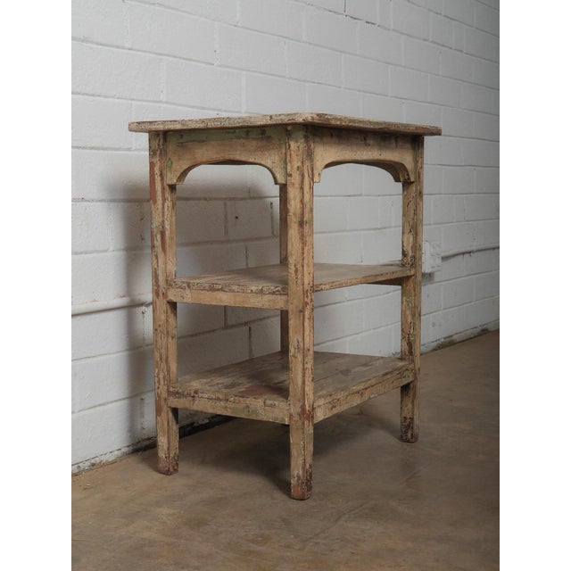 Late 20th Century Wooden Table With Lower Shelves For Sale - Image 4 of 4
