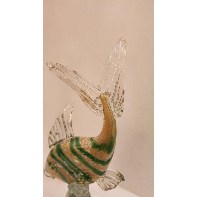 Green Mid 20th Century Murano Style Art Glass Fish Sculpture For Sale - Image 8 of 9
